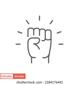 Empowerment icon. Simple outline style. Hand fist, empower, strength, courage, strong, power concept. Thin line vector illustration isolated on white background. Editable stroke EPS 10.