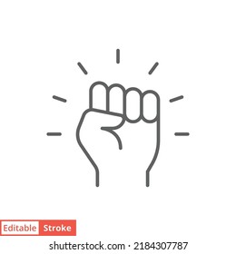 Empowerment icon. Simple outline style. Hand fist, empower, strength, courage, strong, power concept. Thin line vector illustration isolated on white background. Editable stroke EPS 10.