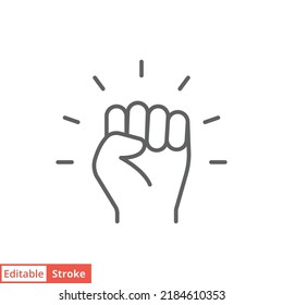 Empowerment Icon. Simple Outline Style. Hand Fist, Empower, Strength, Courage, Strong, Power Concept. Thin Line Vector Illustration Isolated On White Background. Editable Stroke EPS 10.