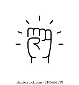 Empowerment icon. Simple outline style. Hand fist, empower, strength, courage, strong, power concept. Thin line vector illustration isolated on white background. EPS 10.