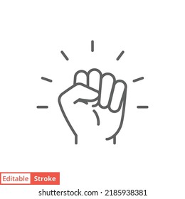 Empowerment icon. Simple outline style. Hand fist, empower, strength, courage, strong, power concept. Thin line vector illustration isolated on white background. Editable stroke EPS 10.