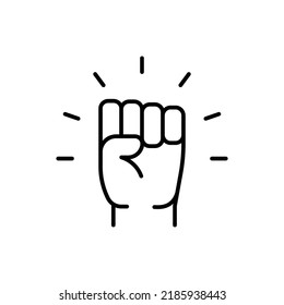 Empowerment icon. Simple outline style. Hand fist, empower, strength, courage, strong, power concept. Thin line vector illustration isolated on white background. EPS 10.