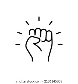 Empowerment icon. Simple outline style. Hand fist, empower, strength, courage, strong, power concept. Thin line vector illustration isolated on white background. EPS 10.