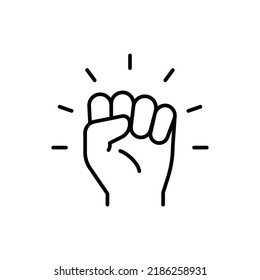 Empowerment icon. Simple outline style. Hand fist, empower, strength, courage, strong, power concept. Thin line vector illustration isolated on white background. EPS 10.