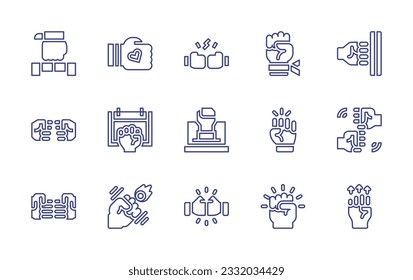 Empowerment line icon set. Editable stroke. Vector illustration. Containing fist, fight, punch, protest, fist bump, speed, willpower.