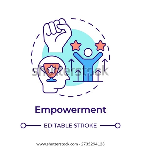 Empowerment multi color concept icon. Self improvement, personal growth. Employee success. Round shape line illustration. Abstract idea. Graphic design. Easy to use in brochure, booklet