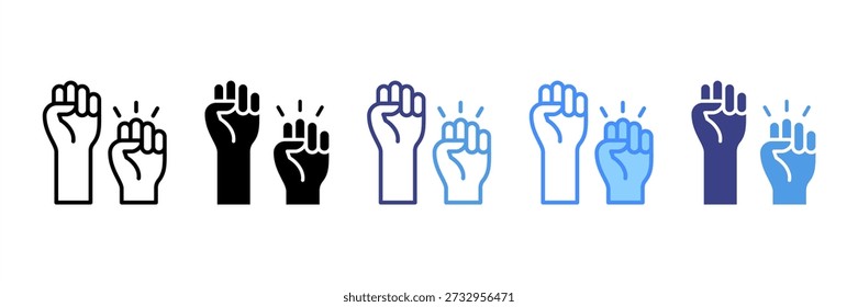 Conjunto de iconos de estilo múltiple de empoderamiento