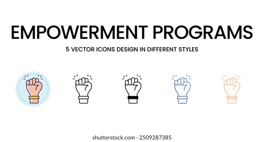 Empowerment Programs icons set vector stock illustration