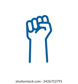Empowerment und Protest Vector Icon: erhöhte Faust, dünne Linie Illustration für Solidarität, Aktivismus und soziale Gerechtigkeit.