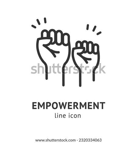 Empowerment Sign Black Thin Line Icon Emblem Concept Symbol of Support and Solidarity. Vector illustration of Hands Raised in The Air