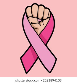 Empowerment and support symbolized by a clenched fist and ribbon