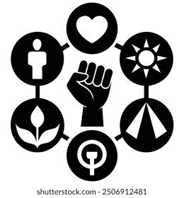 Empowerment Symbols Representing Strength in Diversity - Vector Illustration Clipart