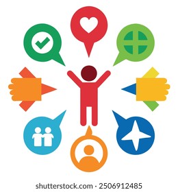 Empowerment Symbols Representing Strength in Diversity - Vector Illustration Clipart