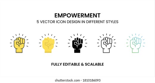 Empowerment Vector Icon In Colored Outline, Flat, Glyph, Line And Gradient