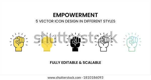 Empowerment Vector Icon Colored Outline Flat Stock Vector (Royalty Free