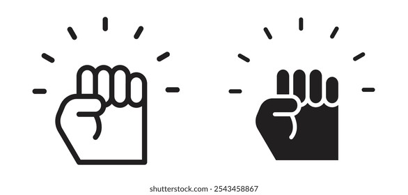 Empowerment vector icon set in black.