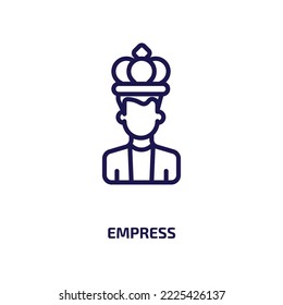 empress icon from people collection. Thin linear empress, queen, history outline icon isolated on white background. Line vector empress sign, symbol for web and mobile