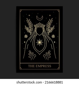 The empress magic major arcana tarot card with engraving, hand drawn, luxury, celestial, esoteric, fit for spiritualist, religious, paranormal, tarot reader, astrologer or tattoo