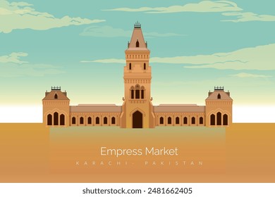 Empress Market - Saddar Town of Karachi, Pakistan - Stock Illustration als EPS 10 Datei