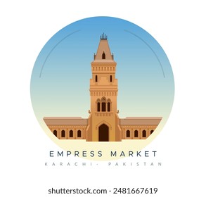 Empress Market - Saddar Town of Karachi, Pakistan - Stock Illustration as EPS 10 File