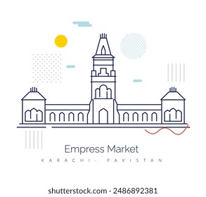 Empress Market - Saddar Town of Karachi, Pakistan - Stock Illustration as EPS 10 File