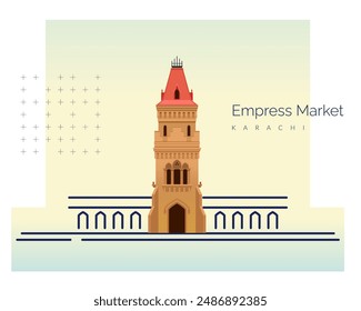 Empress Market - Saddar Town of Karachi, Pakistan - Stock Illustration as EPS 10 File