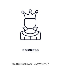 empress outline icon. Linear vector from people concept. Thin line empress icon isolated on white background