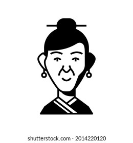 Empress profile picture human avatar. Close up cartoon character. Face portrait illustration. Young and adult person avatar.