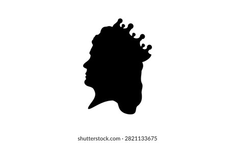 Empress Sissi portrait, black isolated vector silhouette