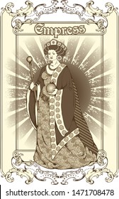 The Empress. In the system, the tarot symbolizes a successful woman. Cartoon characters. Design for t-shirt, poster. tattoo