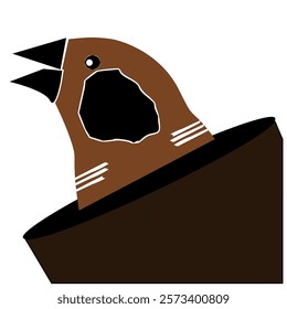 EMPRIT BIRD LOGO DARK BROWN WITH BLACK BEAK EMPRIT COMING OUT OF THE HOLE