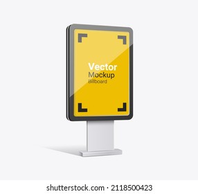 Empty 3d object for advertising on a white and transparent background. Street advertising stand for design. Mockup vector Illustration. Billboard sign, signboard, modern banner.