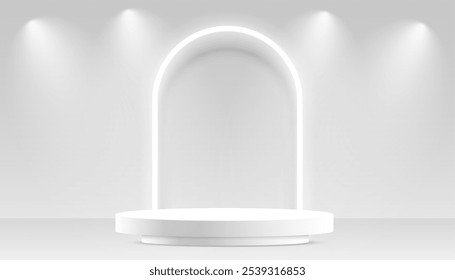 empty 3d pedestal stage background for product promo with light effect vector