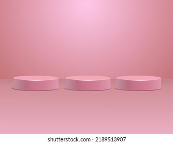 Empty 3d podium or pedestal for display product. Blank product shelf standing backdrop