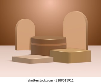 Vacía podio o pedestal 3d para el producto de visualización. Fondo de soporte de estante de producto en blanco