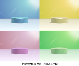 Vacía podio o pedestal 3d para el producto de visualización. Fondo de soporte de estante de producto en blanco