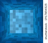 Empty 3d room. Blue container inside view. Vector illustration