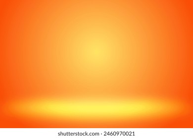 empty 3d studio room background in orange gradient color,Smooth blur background like in a room with spot lights shining on the floor or on the stage, vector illustration design for backdrop