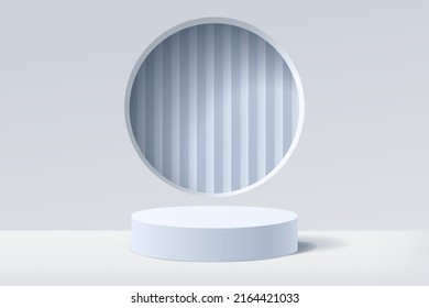 Podio redondeado blanco vacío 3d con fondo de forma geométrica abstracta para el producto de visualización, ilustración vectorial