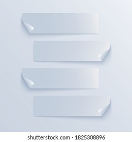 Empty 4 Tag label white  Curved Corner paper on isolated
