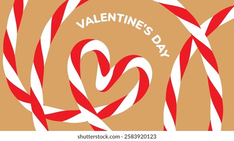 Empty abstract festive Valentine's day background, hand drawn greeting card kraft paper, loop, heart. Textbox tied up with cotton red rope bakers twine. Packing string for present. Vector EPS10