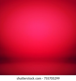 Empty abstract red gradient background. Room studio with illumination. Texture with light for visualization and display your product. Vector illustration.