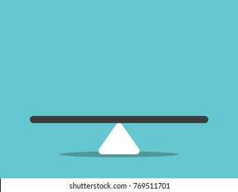 Empty abstract seesaw scale in equilibrium on turquoise blue background. Balance, comparison, decision and measure concept. Flat design. Vector illustration, no transparency, no gradients
