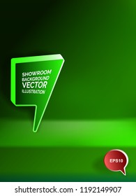 Empty abstract showroom background with bubble speech for products exhibition. Vector illustration of 3D studio display, stage, table, platform or podium for shoot render