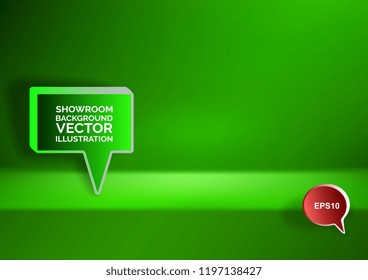 Empty abstract showroom background with bubble speech for products exhibition. Vector illustration of 3D studio display, stage, table, platform or podium for shoot render