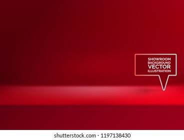 Empty abstract showroom background with bubble speech for products exhibition. Vector illustration of 3D studio display, stage, table, platform or podium for shoot render