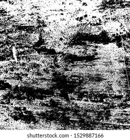 Empty aging design element. Distress urban used texture. Grunge rough dirty background. Brushed black paint cover. Overlay aged grainy messy template. Renovate wall frame grimy backdrop. EPS10 vector.