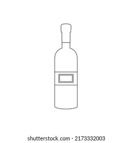 Empty alcohol bottle line icon Vector illustration. Outline drawing Glass drink or vodka bottle empty clear isolated on white. sketch bottle graphic. Outline Bottle silhouette graphic 