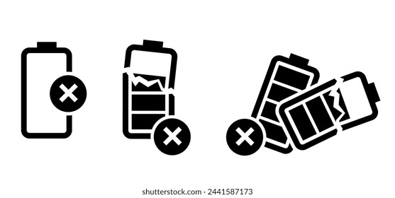 Empty alkaline, battery acid, leaking batteries. Electrical voltage warning. Dangerous batteries warning sign or icon. Batterie leak symbol. Safety, broken old battery. No toxic fumes. Charge lavel.