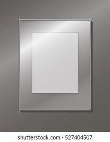 An empty aluminum frame on the wall, editable template, vector illustration